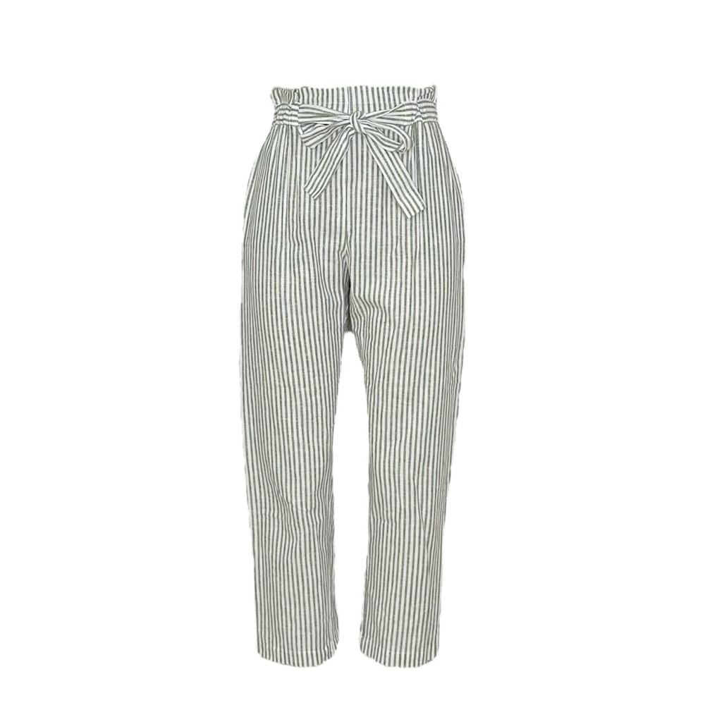 Emerson Fry Black and White Cropped Pants with Tie Belt